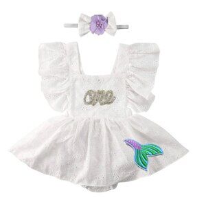 Mermaid Dress Mermaid First Birthday Romper Clothes Mermaid outfit bodysuit